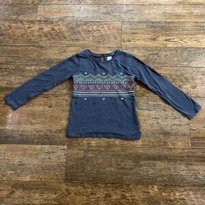 OshKosh Bgosh Beaded Embroidered Girls Gray Cotton Long Sleeve T Shirt 6